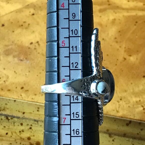 Natural White Buffalo Sterling Silver Eagle Ring Size 6 - Picture 7 of 8